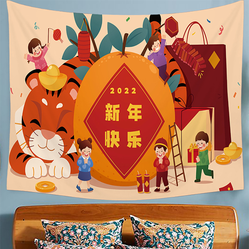 God of Wealth Hanging Cloth Wall Decoration Cartoon Network Red Background Wall Decoration Cloth Room Decoration Cloth_voghion.com