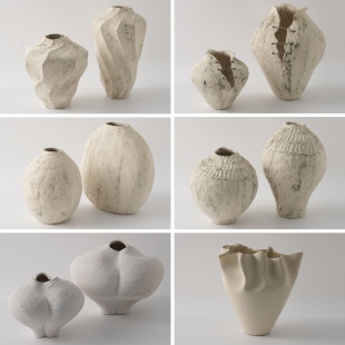 Wabi-Sabi Style Retro Old Pottery Jar New Chinese Ceramic Vase Model Room Hotel Living Room Dried Flower Device Desktop Decoration