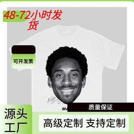 美式高街卡通动漫印花做旧洗水短袖t恤男ins街头短袖tee