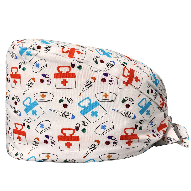 El algodón puro de las mujeres impresas europeas y americanas del sombrero de la enfermera de ICU con la toalla del sudor gorra quirúrgica del comercio exterior tapa de la cabeza del bolso entrega transfronteriza
