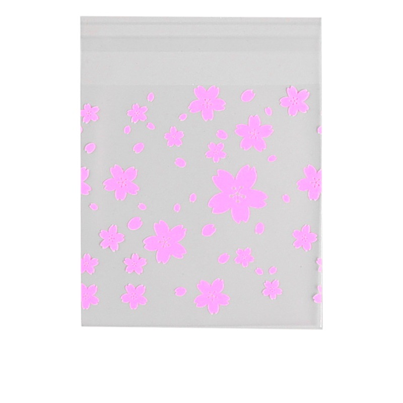 Rosa flor de cerezo esmerilado autoadhesivo bolsa copo de nieve crujiente turrón Galleta de arándano embalaje auto-Sellado bolsa de regalo