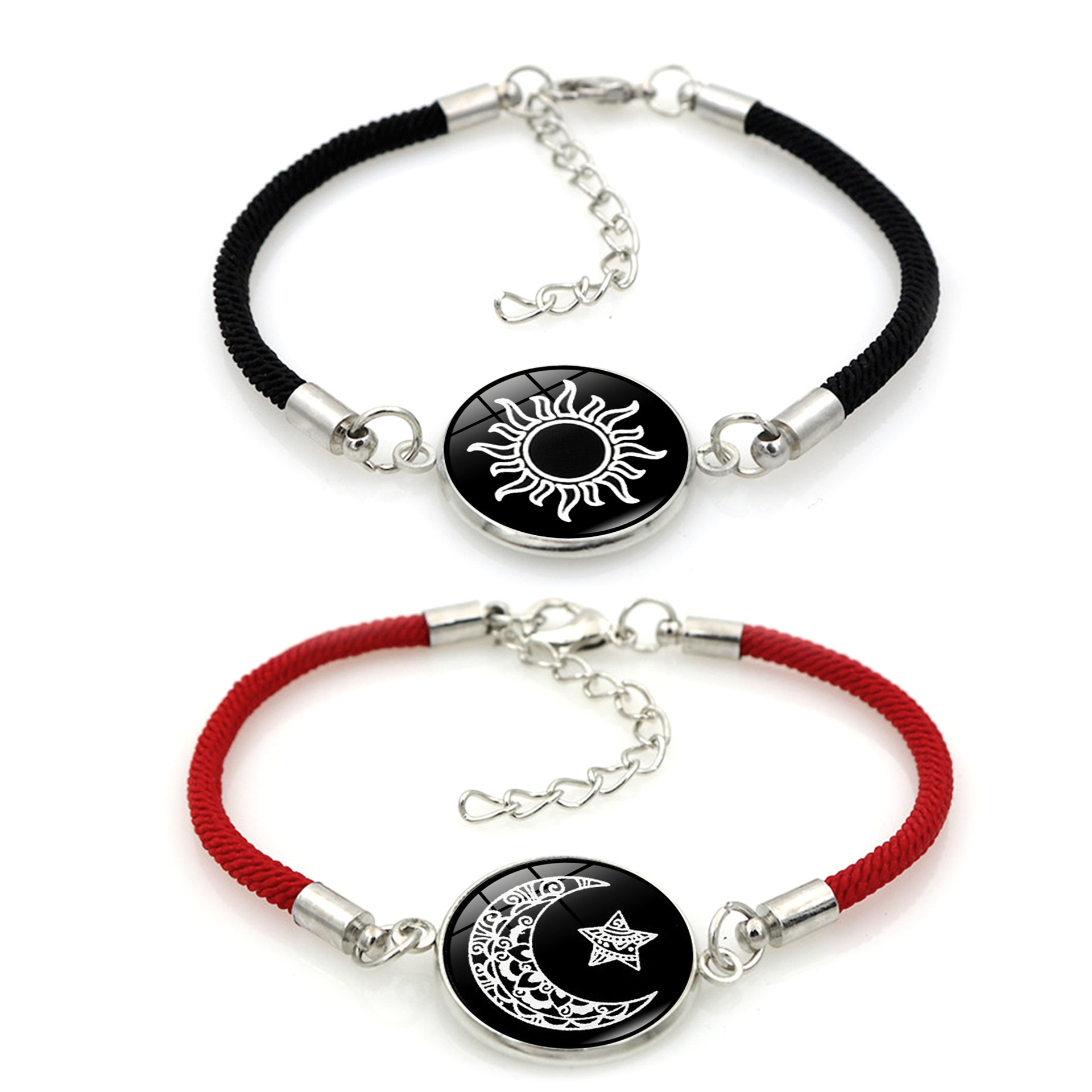 11g Weight Simple Style Sun Moon Glass Rope Woven Chain String Bracelets Wholesale