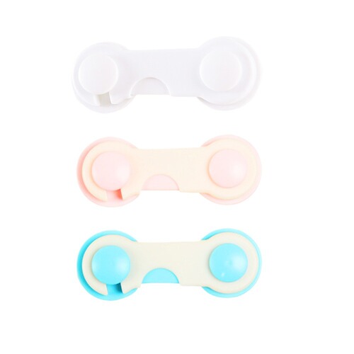 Double-sided lock, baby safety short lock, white, blue, pink baby anti-collision cabinet door flat lock, drawer lock