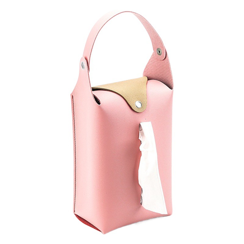 Nuevo estilo colgante coche caja de pañuelos de cuero de moda caja de pañuelos sala de estar baño bolsa de almacenamiento de tejidos