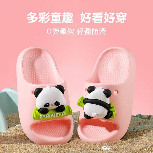 Cute Little Panda Dopamine Cooling Slippers for Home and Outdoor Use, EVA Soles with Non-Slip Design, Family Pack, Drop-Shipped