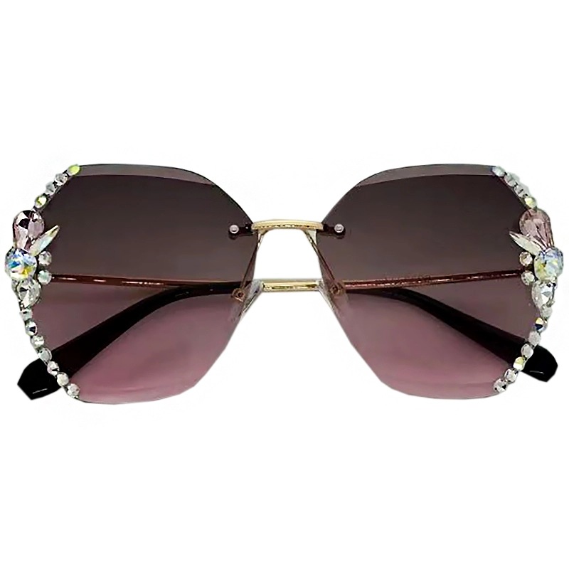 2024 New Cross-Border Fashion Rhinestone Sunglasses for Women Slimming Sunglasses Trendy Sun Protection and Uv Protection Korean Style Glasses