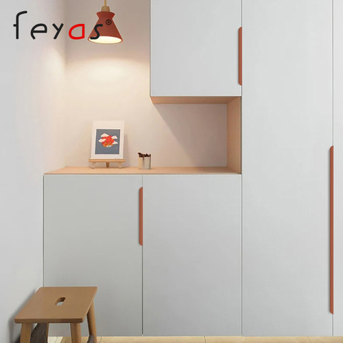 Feyas Morandi same color invisible handle drawer built-in wardrobe door punch-free aluminum alloy door handle arc