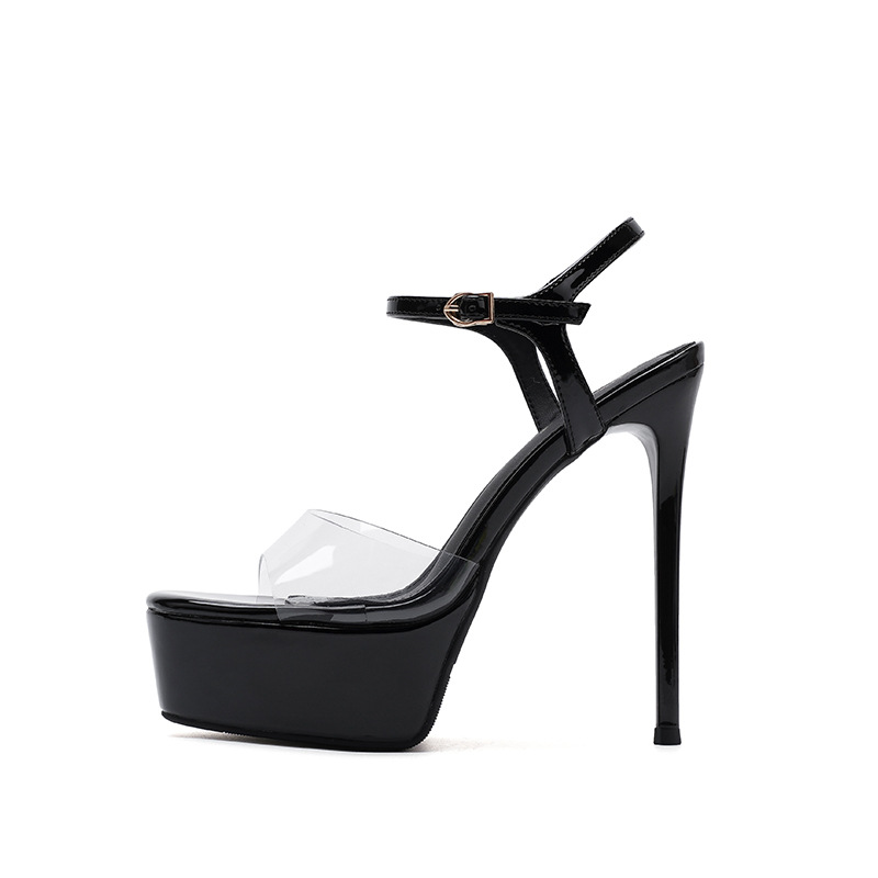 Sandal cao gót hở ngón trong suốt gót nhọn 12 cm — Hình khỏa thân-12cm