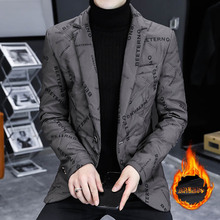 韩城加绒西装男士外套小西服男修身韩版男装冬季加厚单西一件代发
