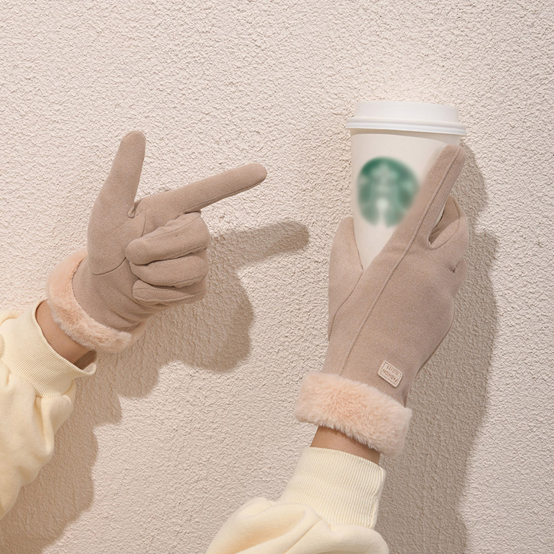 Guantes para mujeres otoño y invierno más terciopelo grueso calentamiento de montar a prueba de frío conducir pantalla táctil guantes de algodón de invierno a prueba de viento