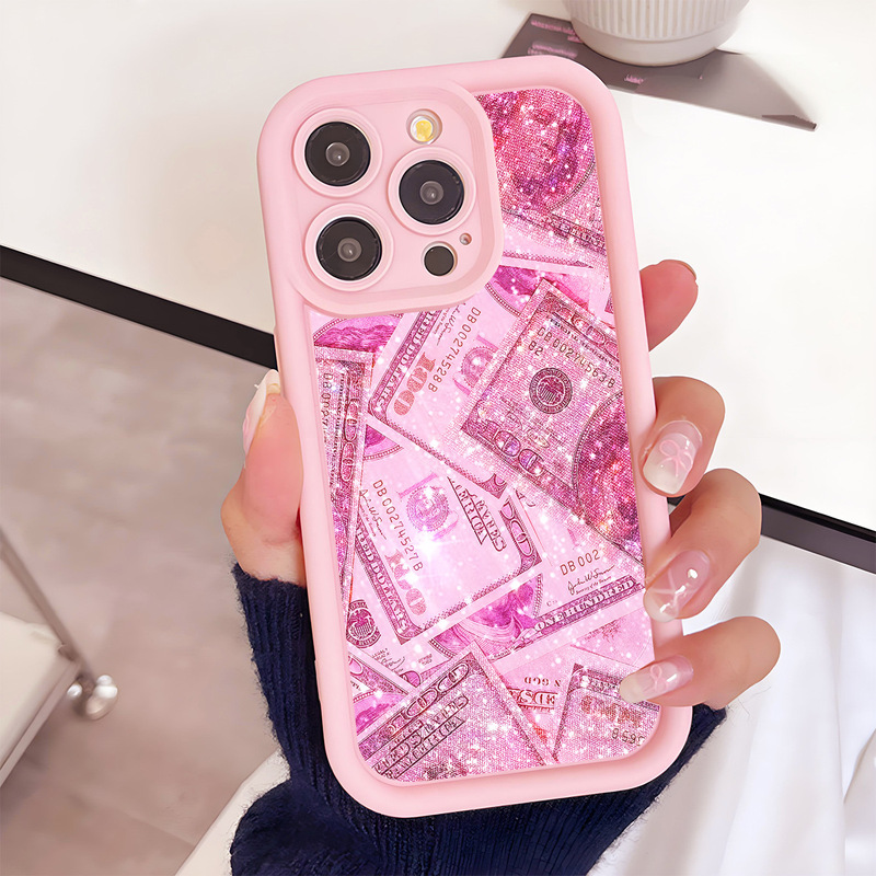 Glittering Cross-Border Diamond-Shaped Stepped Pink Groove Phone Case Suitable for iPhone 15/16/17
