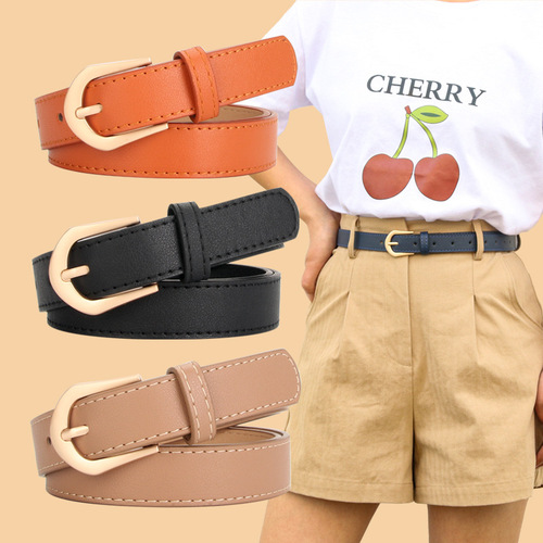 Belts for women, casual and versatile, simple Korean version, versatile pants belt decoration, high-end fashion alloy pin buckle belt
