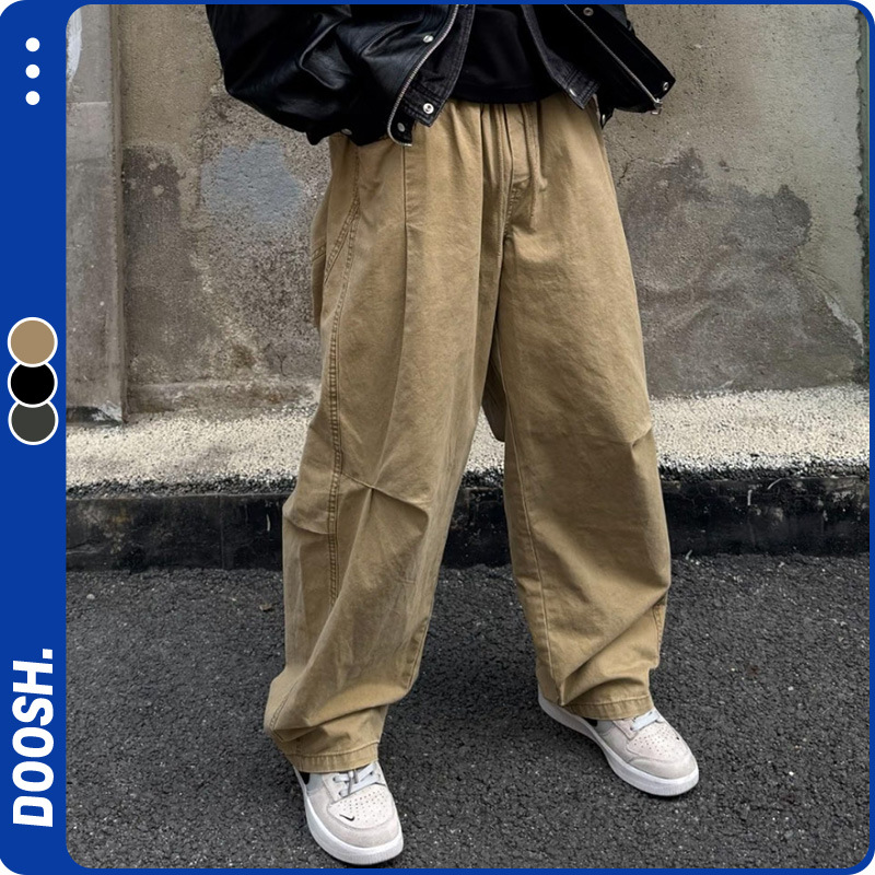 New Spring and Autumn Style, Soft and Structured Cotton, Versatile Autumn Work Pants, American-Style Unisex Scimitar Pants, Loose Men's Casual Pants