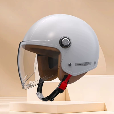 battery car half helmet men's — Motosiklet kaskı (dəbilqə) - 301-new-national-standard-category-a-suzuki-deer-gray-high-definition-long-mirror-312624cm