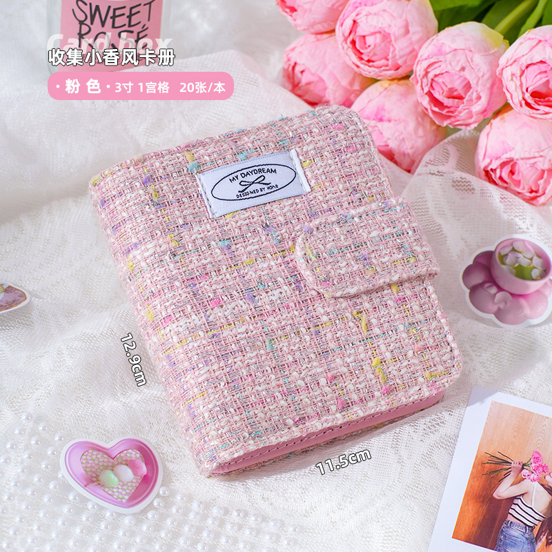 Libro de tarjetas de cuadrícula de un palacio de arte de tela de estilo pequeño, simple y fresco, tarjeta pequeña persiguiendo estrellas, álbum de fotos Polaroid, álbum de almacenamiento de postales