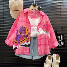 24044 女童夏季新款童装时尚韩版卡通防晒衣加背心牛仔短裤三件套