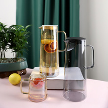 彩色耐热玻璃凉水壶 家用大容量果汁饮料壶 创意高硼硅玻璃冷水壶