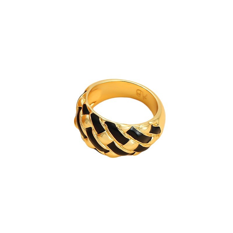 Black woven fashionable design ring for men and women
