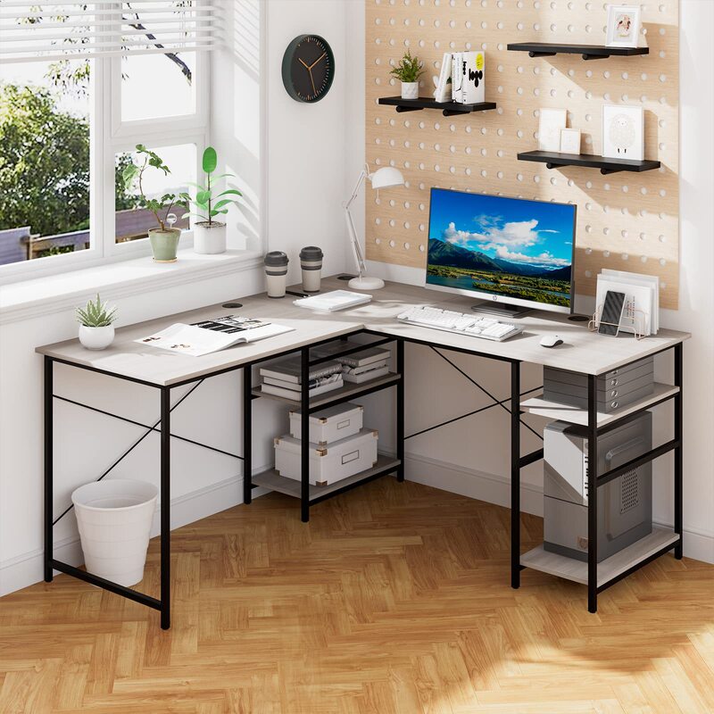 Bedroom wall corner desk desktop computer desk double student study desk home desk with storage rack