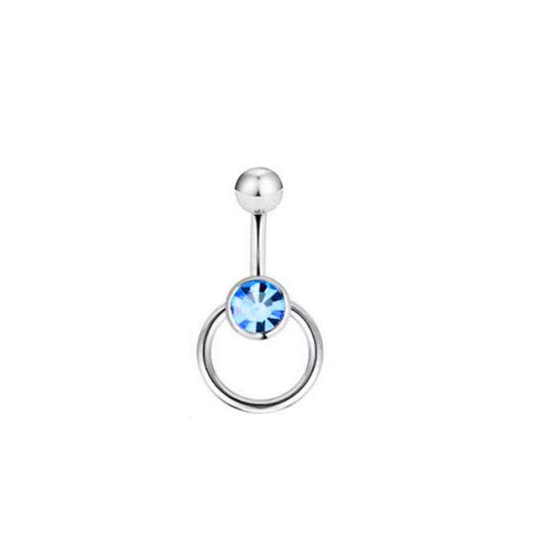 Style Simple Rond Acier Inoxydable Zircon Anneau Du Ventre En Masse display picture 6