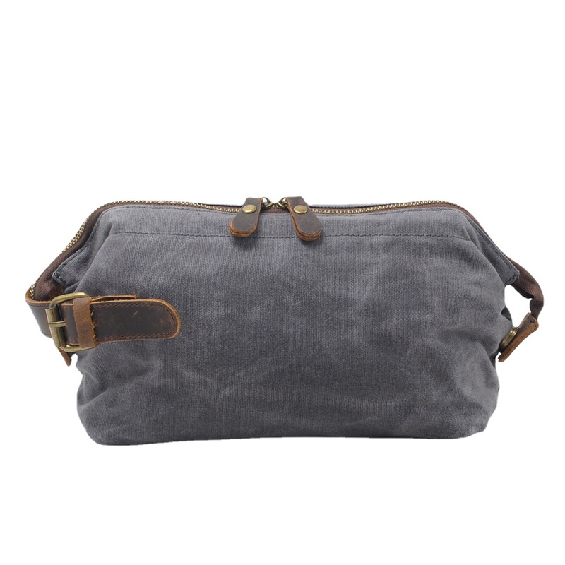 Amazon Men's Clutch Oil Waxed Canvas Toilet Bag Retro Clutch Bag First Layer Cowhide Wrist Bag Amazon Men's Clutch Oil Waxed Canvas Toilet Bag Retro Clutch Bag First Layer Cowhide Wrist Bag
