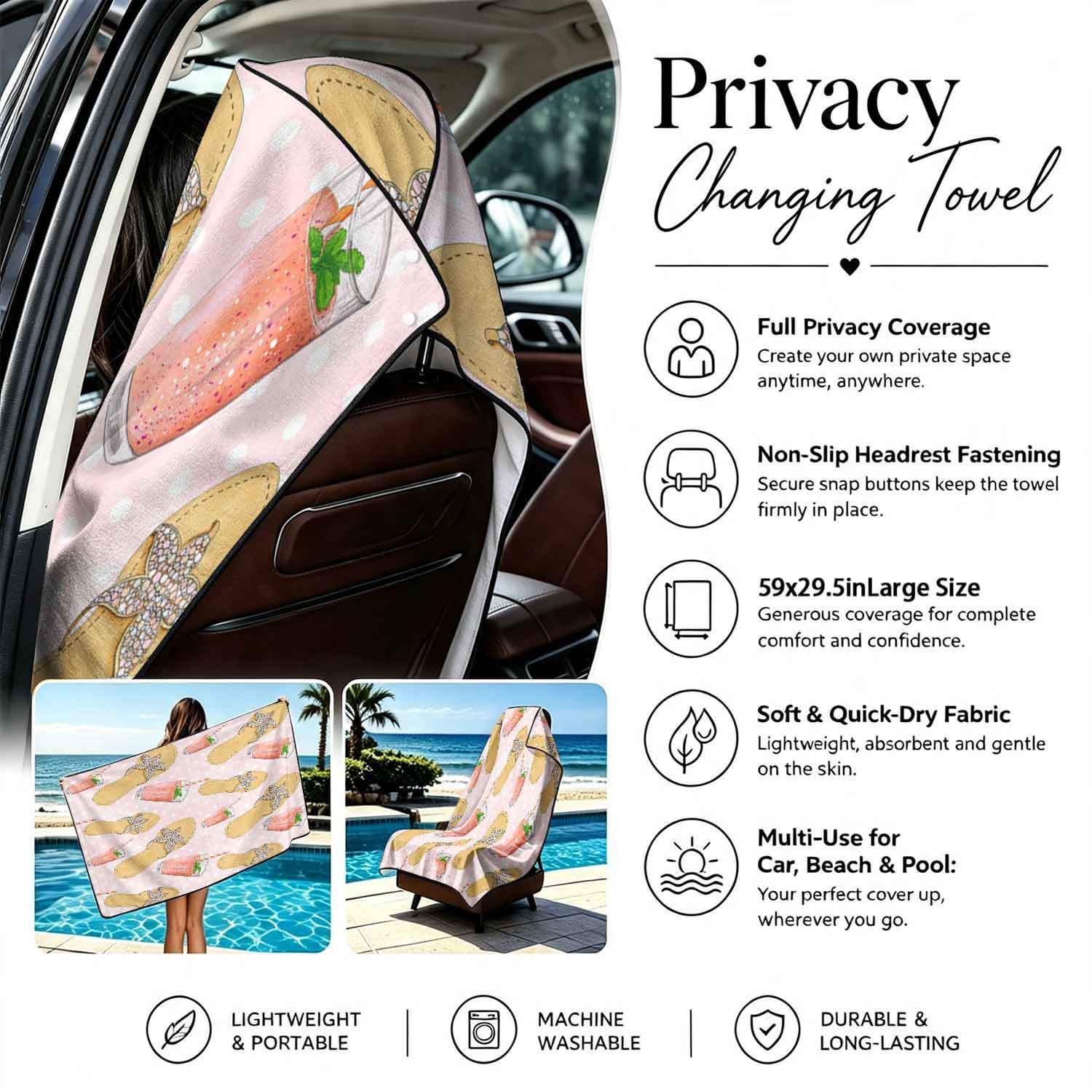 Summer bath towel and car seat cover 2-in-1, ultra-fine fiber outdoor beach and car dual-use universal seat cushion