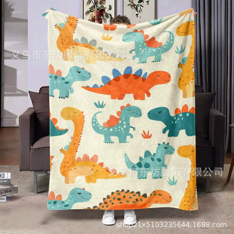 Мультфильм милый маленький динозавр мягкий и удобный фланелевый одеяло подходит для всех сезонов
