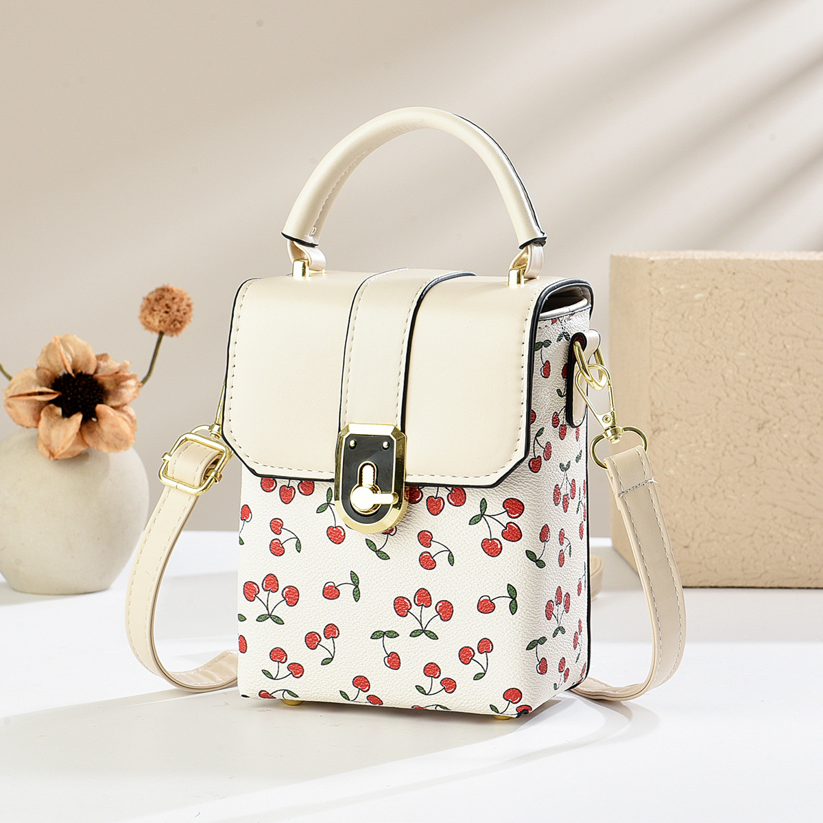Bolsa de cubo compacta 2025 nueva impresión bolsos de hombro de mujer bolsos de mano bolsos transfronterizos