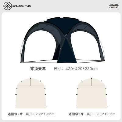 Multi-person Awning Sunscreen Outdoor: Avtomobil yan çətirləri - black-package-two-420420230