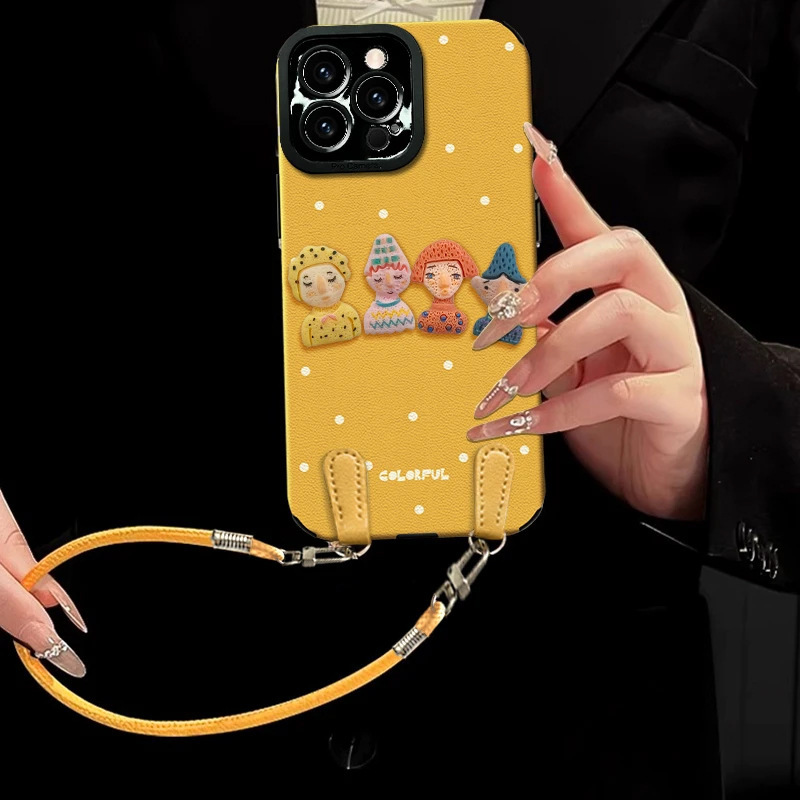 ドーパミン人形型ハンドバッグ、レザー製、Apple/OPPO/Huawei/Vivo/Xiaomi対応、インスタ映え、女性向け、ストラップ付き|undefined