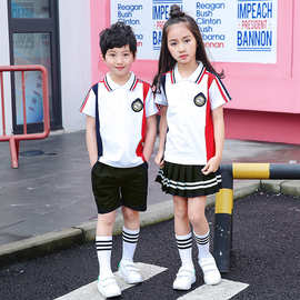 幼儿园园服夏装短袖男女儿童英伦学院风小学生校服套装毕业服批发