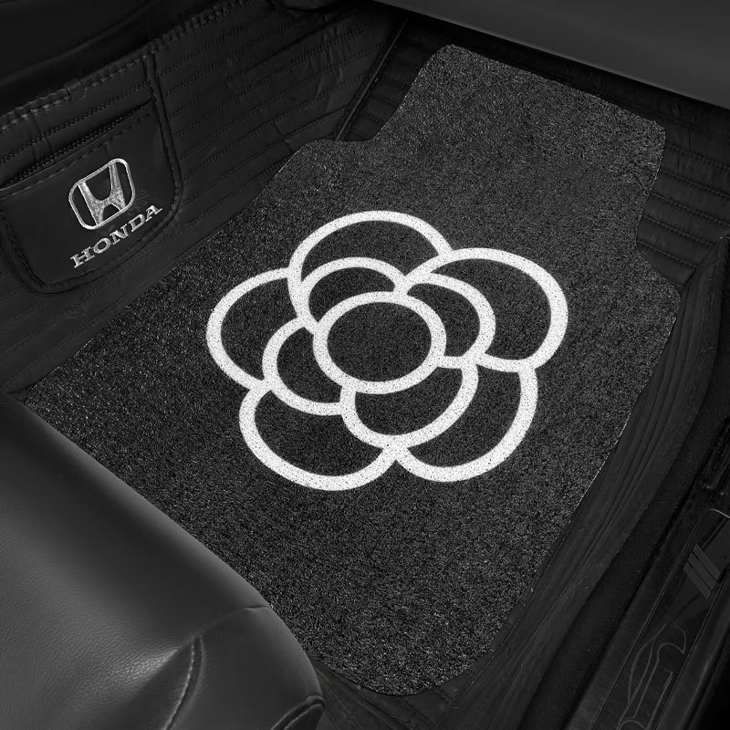 自動車の足マットのツバキの花の糸の輪の通用するモノリシックの汚れ防止のじゅうたんは車内の車のマットの後部の足のマットの通用を飾ります。|undefined