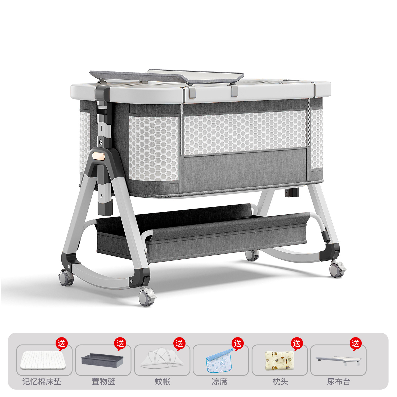 Cama de bebé móvil portátil cuna cama plegable multifuncional BB cama para recién nacidos empalme cama grande