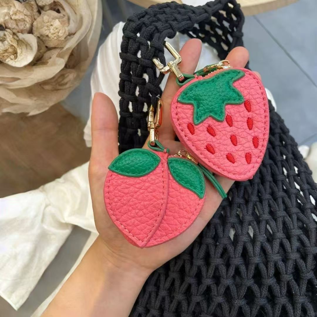 Summer leather fruit coin purse gift keychain leather bag pendant ins fresh style coin storage bag