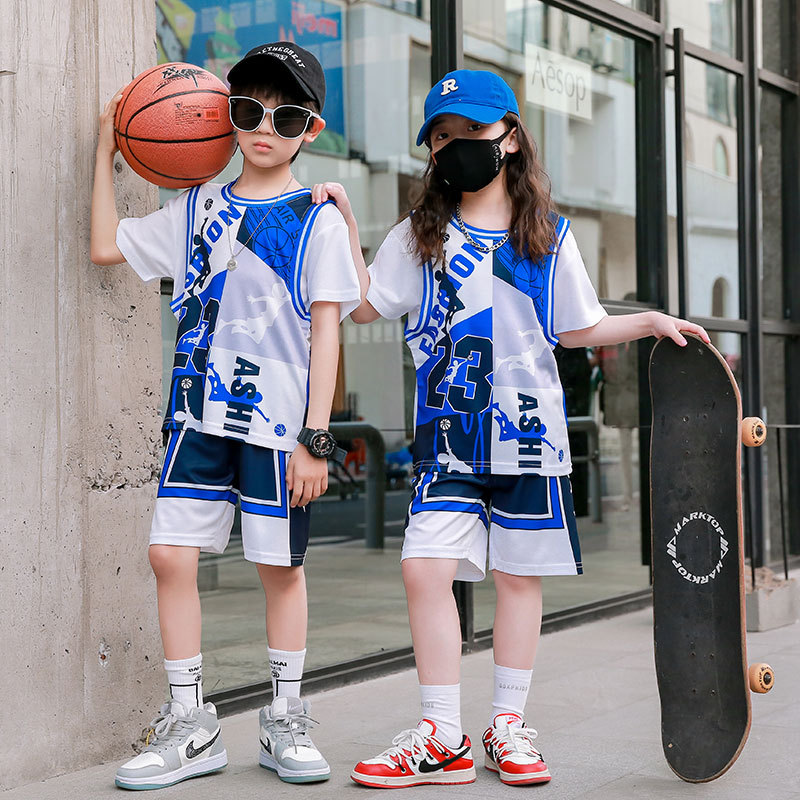 Children's Basketball Clothes suit Boys and Girls Summer Quick-drying Boys Competition Training Team Clothes Class Clothes Short-sleeved Sportswear