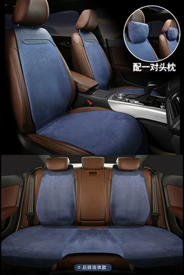Wool pad, suede deerskin velvet summer half bag - blue-five-seater-rear-one-piece-2-headrests