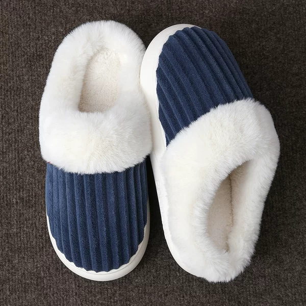 【2026 New Model In Stock】Cross-border Men's Large Size Winter Warm Thick-soled Large Fur Cotton Slippers for Couples