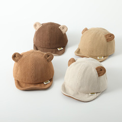Cartoon baby hat, bear hat, Korean style spring, autumn and winter soft brim peaked cap for baby boys and girls baseball cap for travel