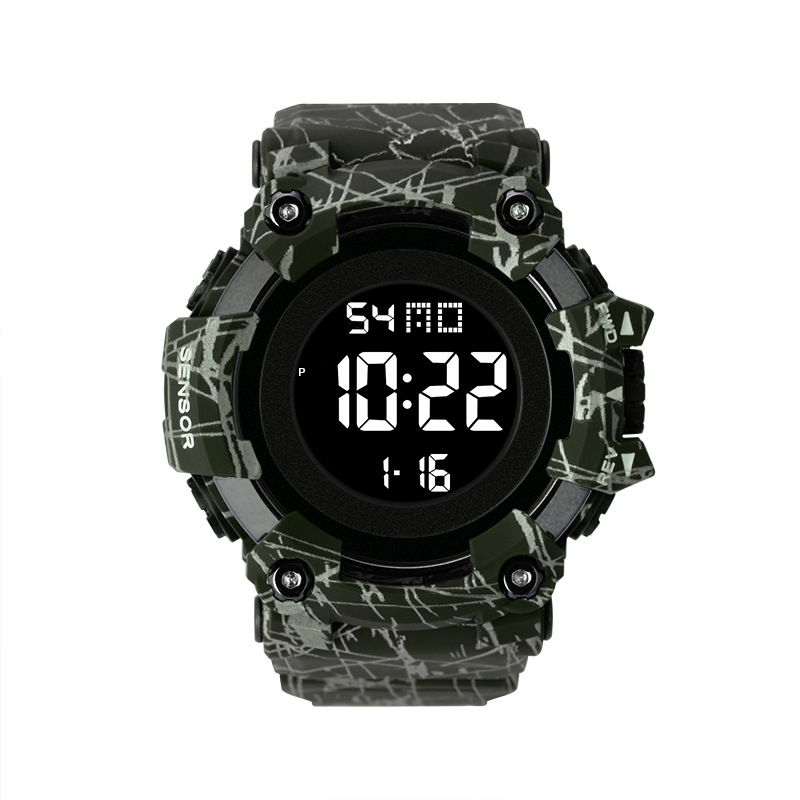 Amazon moda gran dial reloj electrónico estudiante masculino moda impermeable alarma luminosa deportes estilo reloj electrónico