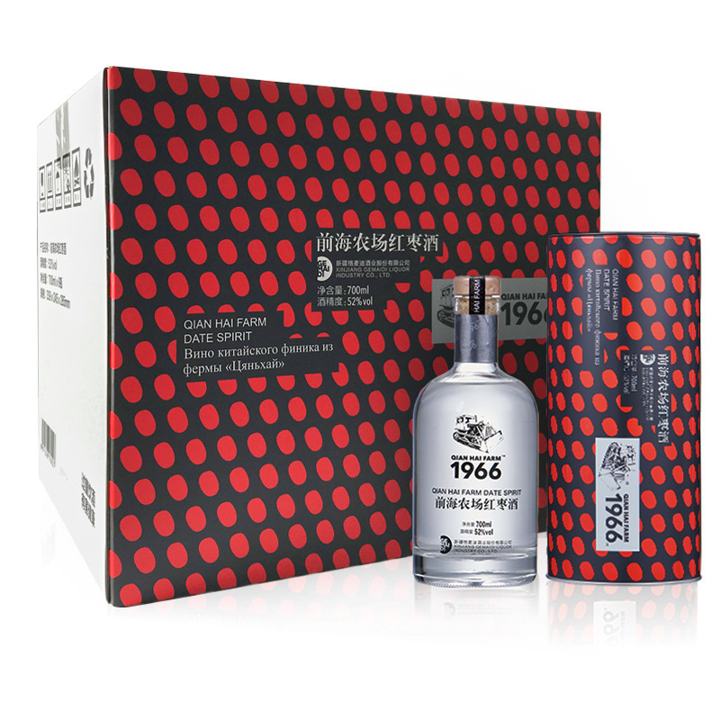 前海农场1966新疆红枣酒 52度700ml 蒸馏酒整箱 6瓶装