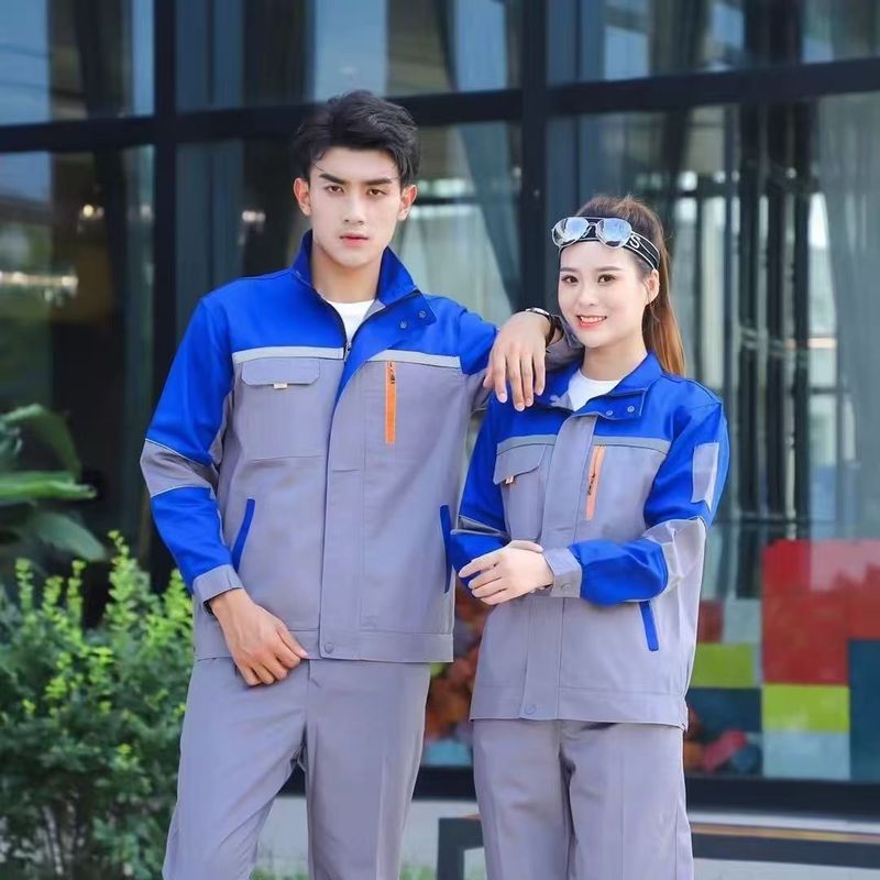 春秋款拼色长袖工作服涤棉耐磨耐脏劳保服车间汽修工厂工装批发|undefined