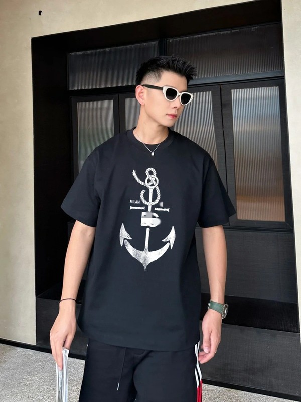 D Dujia G 夏新作人気プリントヨーロッパ通気性ラウンドネックカジュアル万能トレンドブランドトップス Tシャツ半袖メンズ|undefined