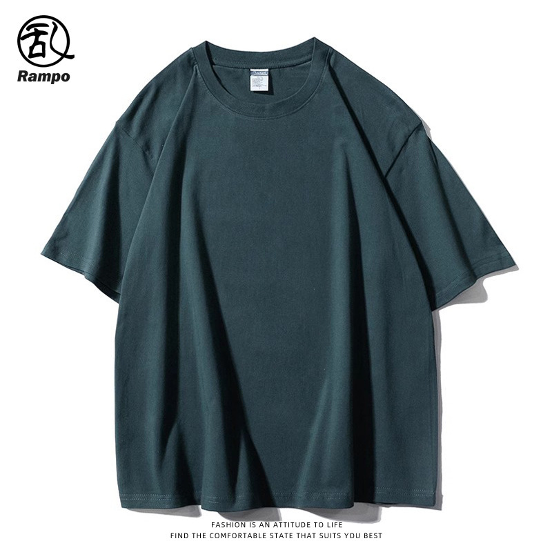 Hong Kong Style Pure Color T-Shirt Men's Trendy Brand Short-Sleeved Loose Trendy 260g Heavy Cotton Half-Sleeved Versatile Men's and Women's Couple Wear