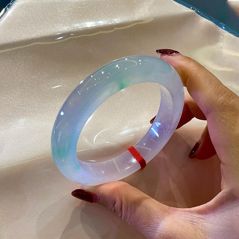 Natural Jadeite Bracelet, Fu Wan Yue Jade Bracelet, Girl's Style, High Ice Grade Spring Color Jadeite, Burmese Genuine Jade Bracelet