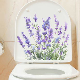 New MK1590 Beautiful Purple Lavender Toilet Sticker Bathroom Toilet Waterproof Living Room Wall Sticker