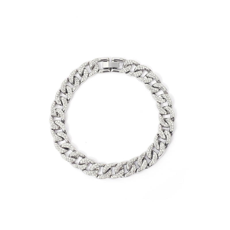 Collar de hip-hop con diamantes completos, popular transfronterizo, joyería punk cubana para hombre europeo y americano, fabricante de collares cubanos de 10 mm