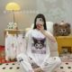 Hot sale Thailand pajamas women wholesale summer short sleeve shorts trousers three-piece cartoon home clothes