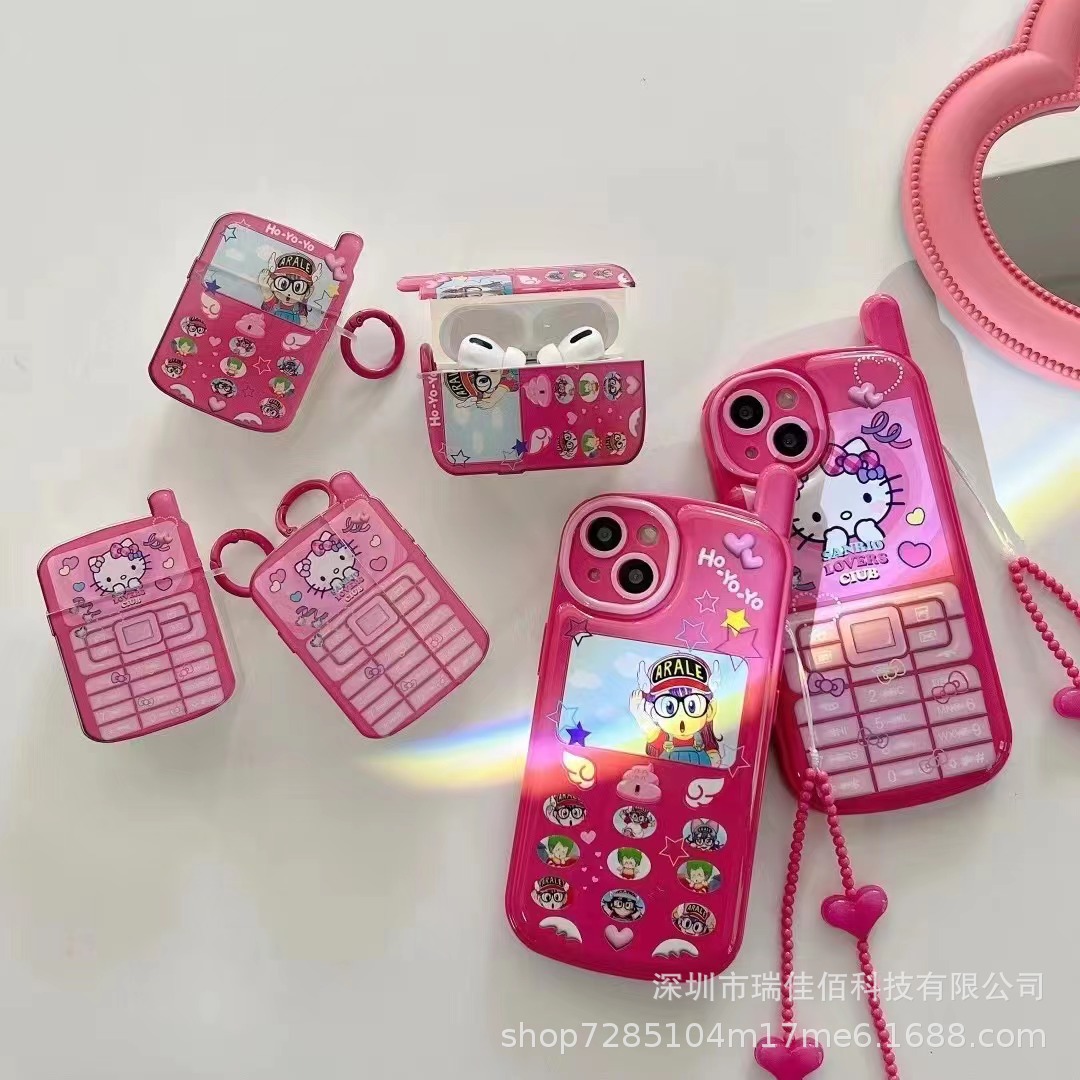 Japanese and Korean Cartoon Style iPhone 17 Pro Max Phone Case, New iPhone 12 Bracelet Case, Hello Kitty 11 Anti-Drop