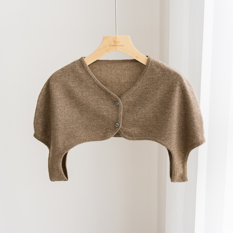 Solid Color Cashmere Shoulder Pads for Women, Warm Shoulder Pads, High-End Small Shawl with Knitted Sweater