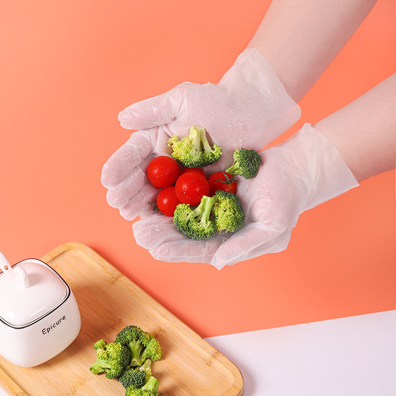 Transparent white TPE disposable gloves household catering gloves thickened food grade oil-proof gloves wholesale